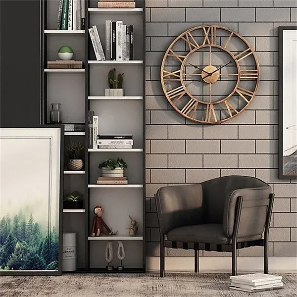 Retro Gold Wall Clock 3D Roman Numerals Silent Quartz Home-Furniture Kingdom
